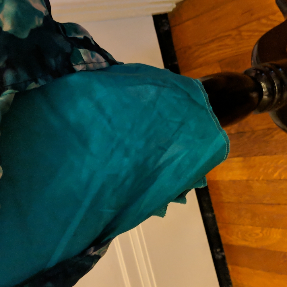Teal green floral dress with slip dress underneath - Picture 3 of 5